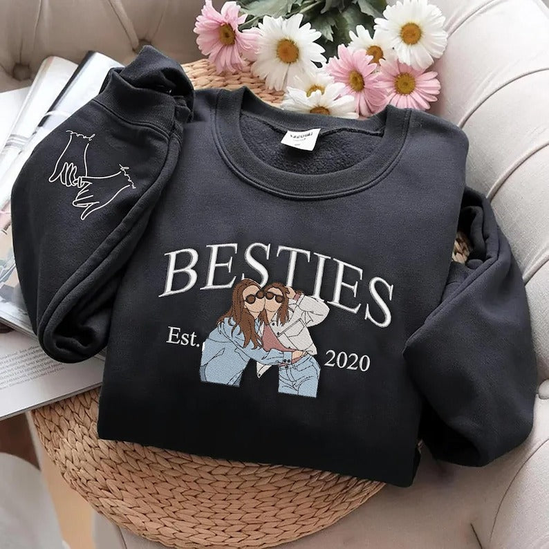 Embroidered Custom Photo Bestie Sweatshirt: BFF Gift