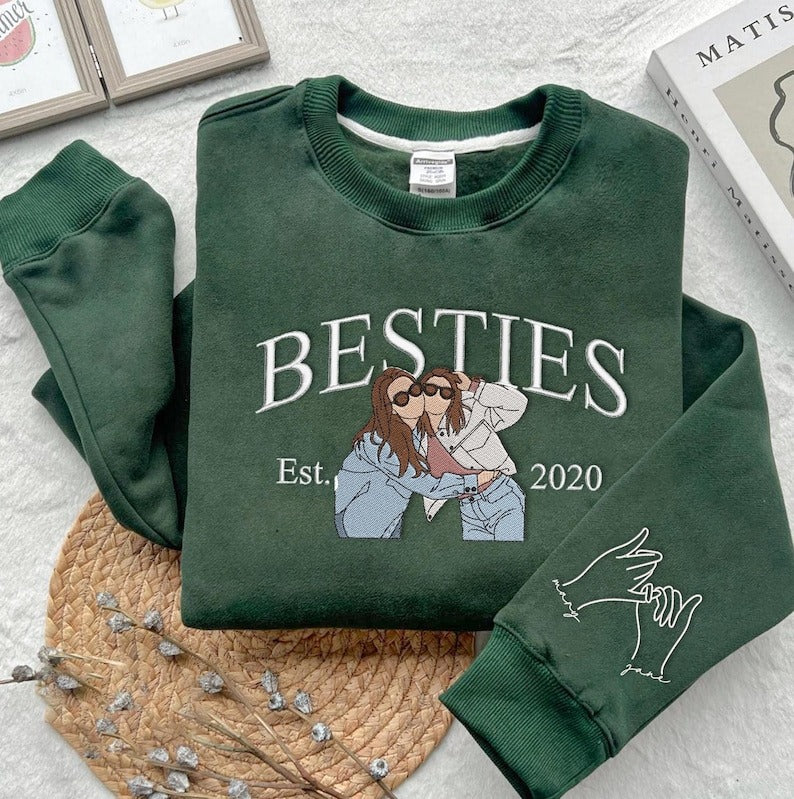 Embroidered Custom Photo Bestie Sweatshirt: BFF Gift