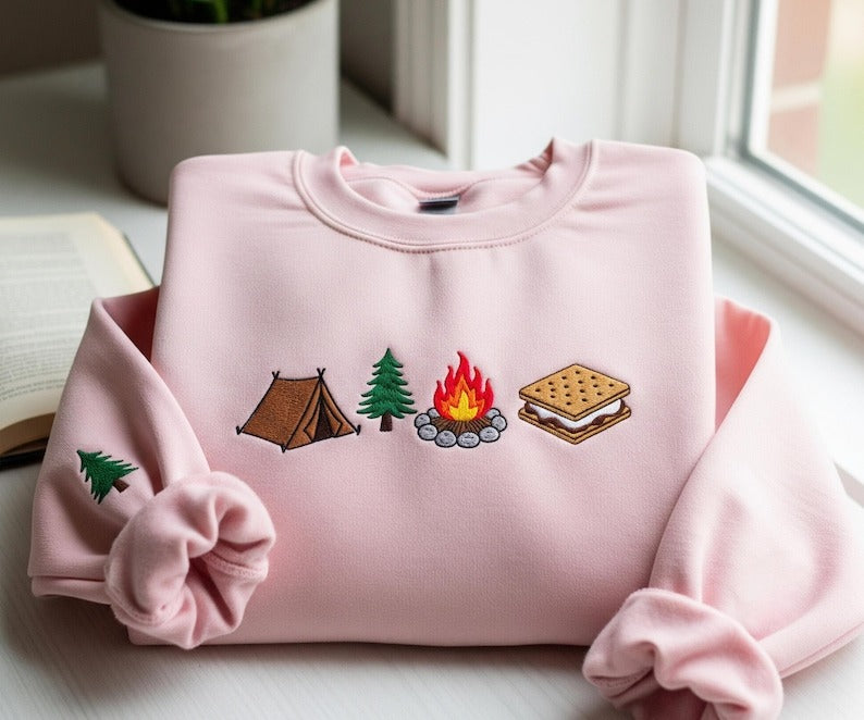 Camping Life Embroidered Sweatshirt, Camping Sweatshirt, Camp Life Shirt, Outdoorsy Gift, Camper Shirt, Nature Lover Sweater Hiking Society
