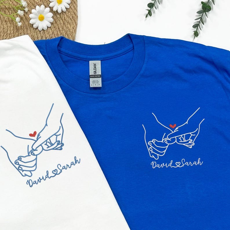 Embroidered Pinky Promise Couple Sweatshirt: Custom Matching Valentine's Gift, Girlfriend Boyfriend Hoodie