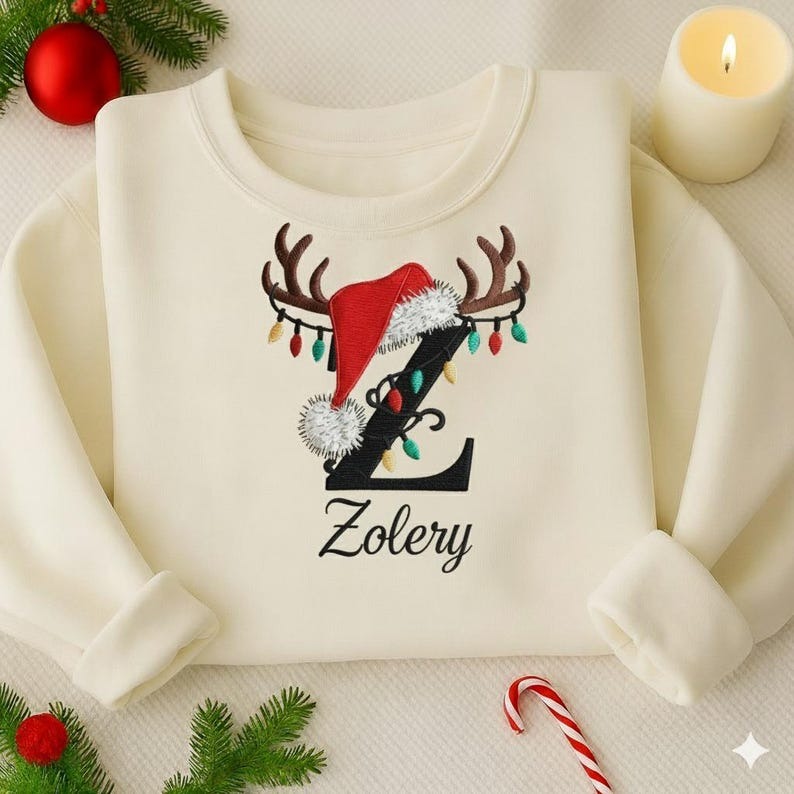 Personalized Family Christmas Embroidered Sweatshirt, Custom Monogram Family Holiday Shirt, Matching Family Christmas Tee, Cozy Xmas Gift