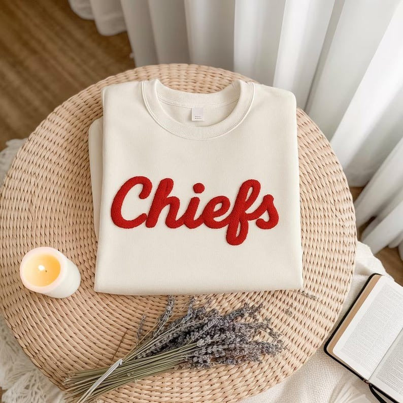 Custom Chenille Yarn Embroidered Sweatshirt, Fuzzy Letter Team Spirit Shirt, Chenille Patch Sports Sweatshirt, Game Day Crewneck