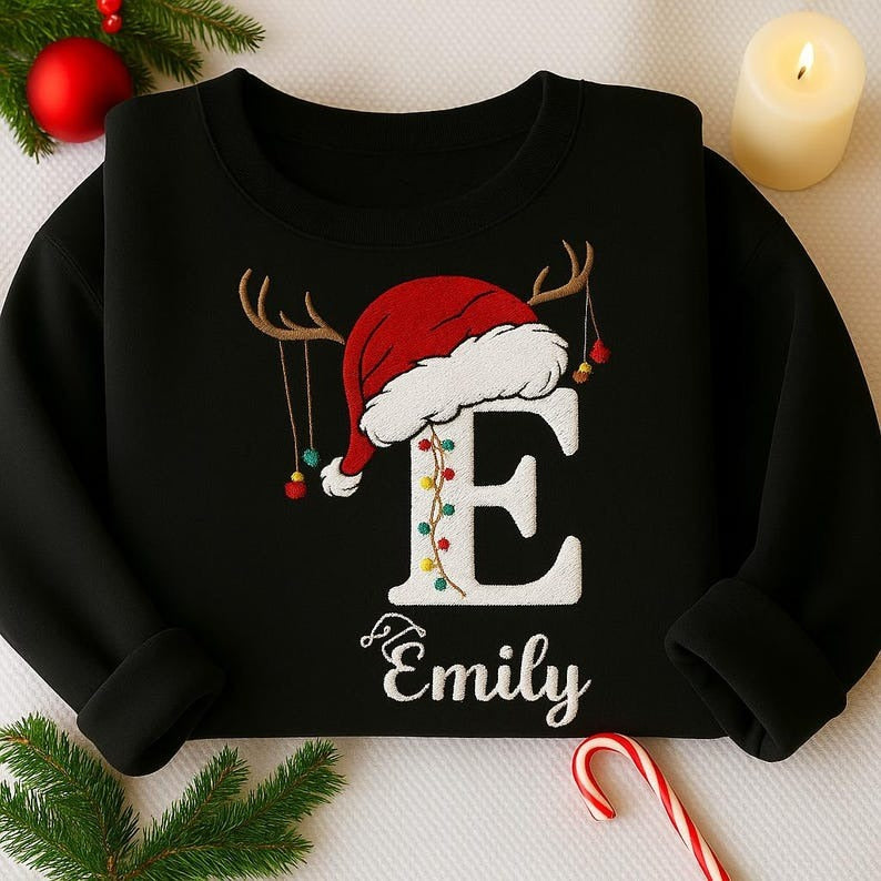 Family Christmas Name Long Sleeve Shirts, 2025 Monogrammed Family Christmas Long Sleeve Shirts, Personalized Christmas Family Sweatshirt