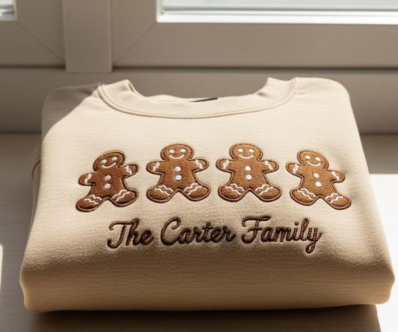 Personalized Family Gingerbread Embroidered Sweatshirt | Matching Holiday Outfits | Custom Christmas Gift