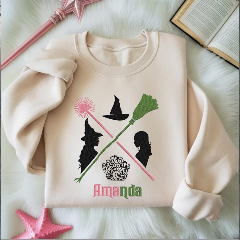 Embroidered Wicked Custom Name Shirt, Elphaba Glinda Wicked Movie, Wizard Shiz University, Defying Gravitiy, Changed For Good, Movie Lover