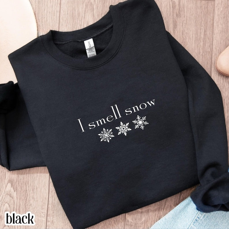 I Smell Snow Embroidered Sweater Gift Girls Fans Hollow Lorelei Christmas Sweatshirt Rory Luke Mom Holiday Crewneck Christmas Stars Diner