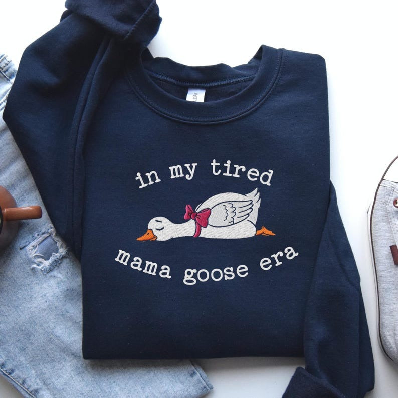 Embroidered Mama Silly Goose Sweatshirt, Mama Crewneck, Goose Lover Gift, Funny Mom Shirt, Goose Sweatshirt