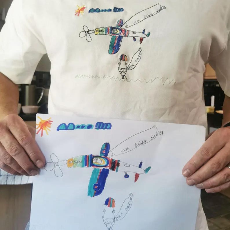 EMBROIDERED Custom Kids Photo Drawing Sweatshirt as a Personalized Unique Special Gift for Moms, Dads, Aunts, Sisters, Christmas Gift