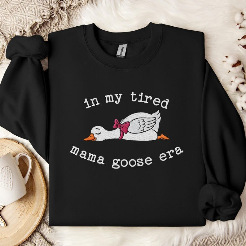 Embroidered Mama Silly Goose Sweatshirt, Mama Crewneck, Goose Lover Gift, Funny Mom Shirt, Goose Sweatshirt