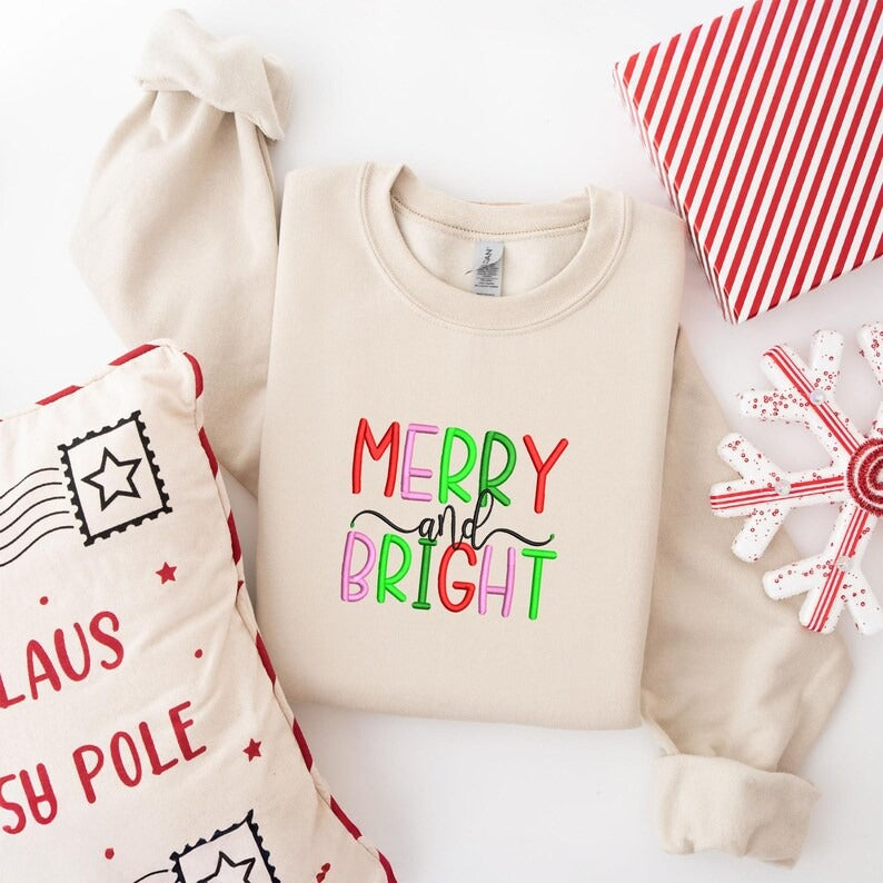Embroidered Sweatshirt, Holiday Sweatshirt, Christmas Crewneck Sweatshirt, Cute Christmas Gift Hoodie, Festive Holiday Gift, Winter Hoodie
