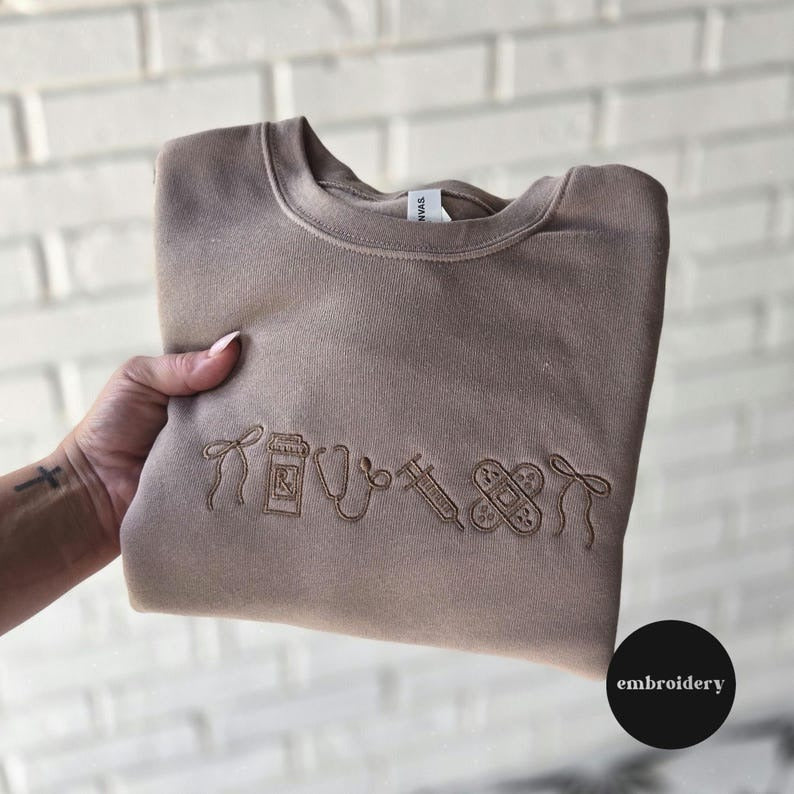 Custom Embroidered Nurse sweatshirt, Bella Canvas Sweatshirt, Oversized Sweater Gift For Mom, Medical assistant Embroidered Sweatshirt RN