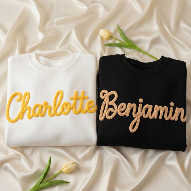 Forever Yarn Embroidered Sweatshirt, Couples Anniversary Gift, Custom Chenille Sweater, Valentine's Day Gift for Couple