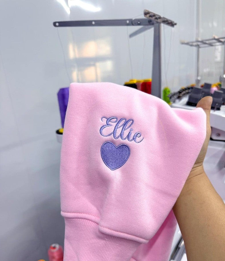 Personalized Chenille Yarn Embroidered Mama Sweatshirt, Custom Kids Names on Sleeve Gift Mother’s Day